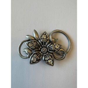 Vintage Art Nouveau Silver Tone Floral Intricate Grannycore Brooch